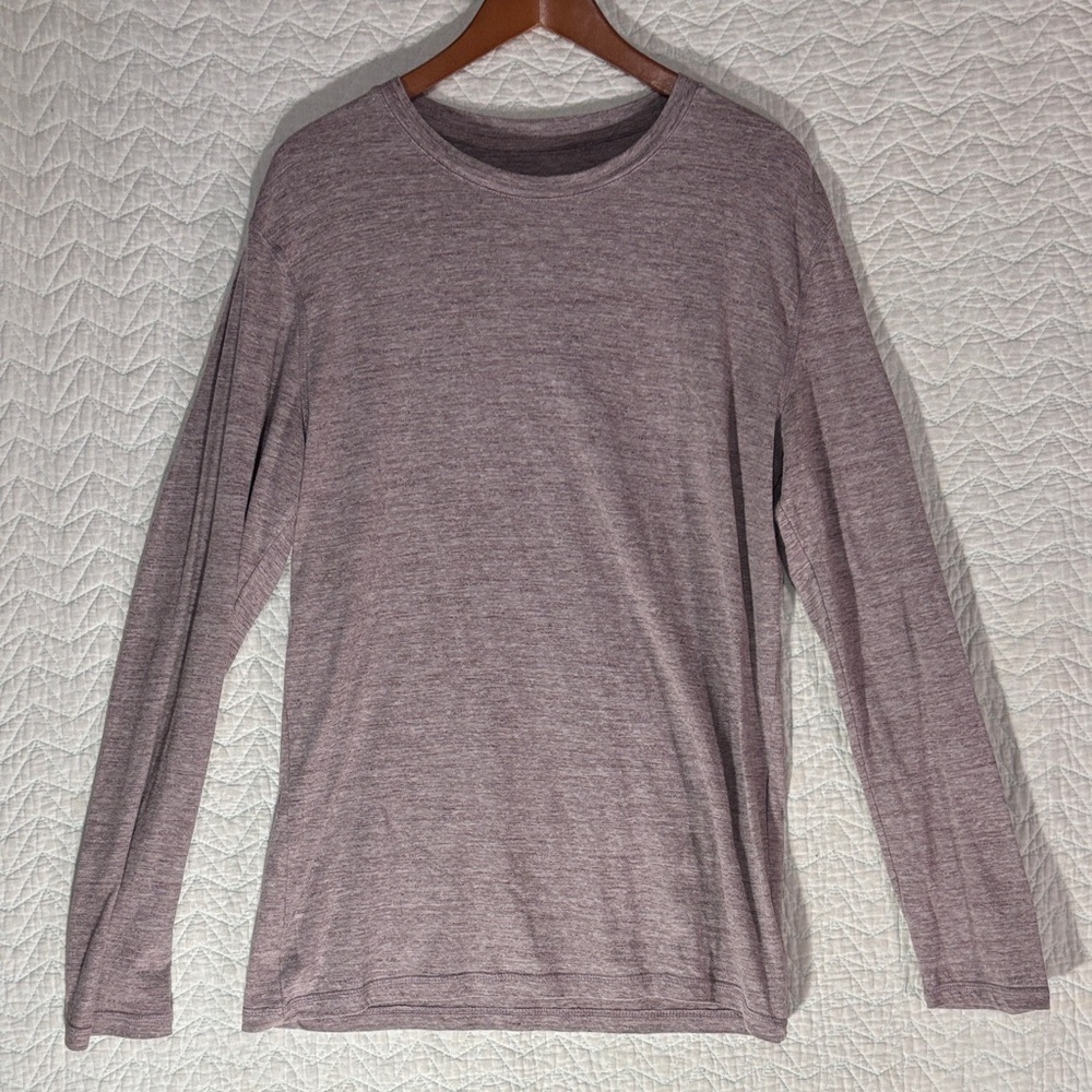 BKE Men's Long-Sleeve Crewneck Shirt in Heather Mauve